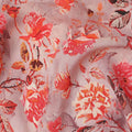 Pink Floral Pure Silk Crepe Fabric 110cm - 1087344