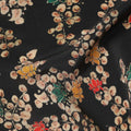 Black Floral Pure Silk Crepe Fabric 110cm - 1087375