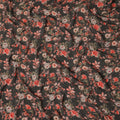 Brown Floral Pure Silk Crepe Fabric 110cm - 1087382