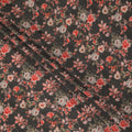 Brown Floral Pure Silk Crepe Fabric 110cm - 1087382