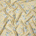 Light Yellow Multicolor Floral Print Premium Pure Silk Satin Fabric, 110 cm Width, Soft Botanical Design, Origin: South Korea-D26822