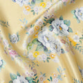 Light Yellow Multicolor Floral Print Premium Pure Silk Satin Fabric, 110 cm Width, Soft Botanical Design, Origin: South Korea-D26822