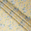 Light Yellow Multicolor Floral Print Premium Pure Silk Satin Fabric, 110 cm Width, Soft Botanical Design, Origin: South Korea-D26822