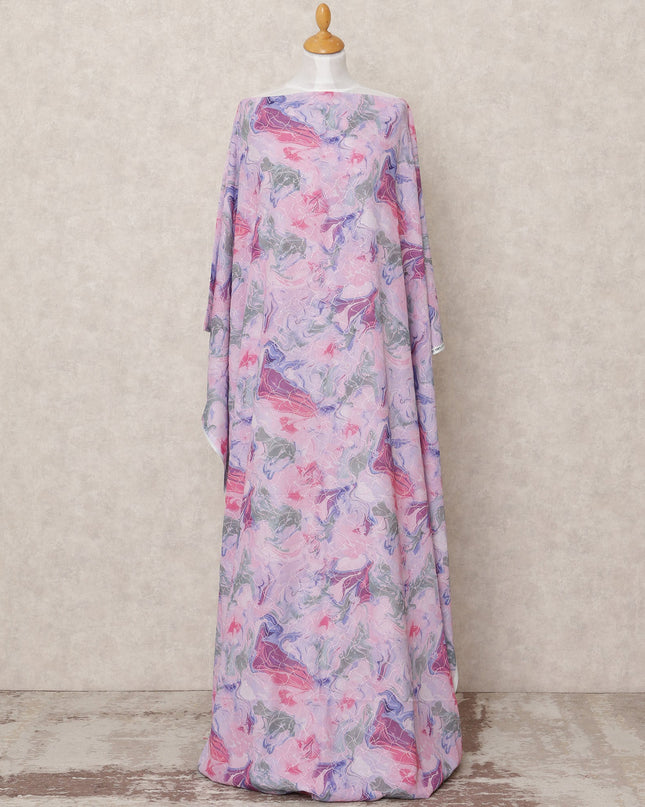 Lavender Pink Marble Print Somali Cotton Voile Dirac Fabric, 3.5 Mtrs, Width 140 Cms, Made in India-D24515