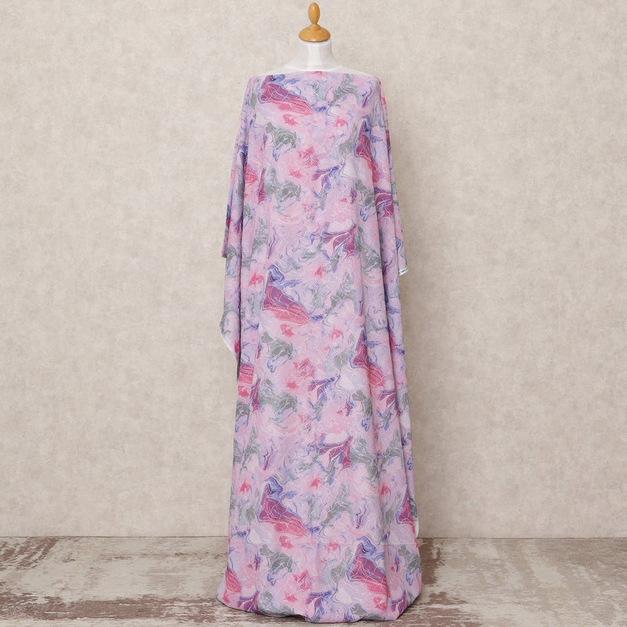 قماش ديراك من القطن الصومالي بطبعة رخامية وردية لافندر، 3.5 متر، عرض 140 سم، صنع في الهند - D24515