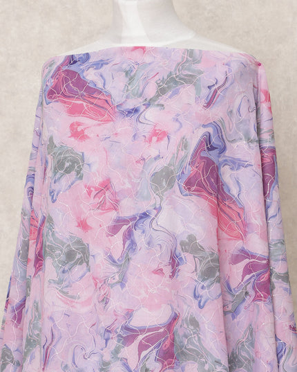 قماش ديراك من القطن الصومالي بطبعة رخامية وردية لافندر، 3.5 متر، عرض 140 سم، صنع في الهند - D24515