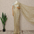 Golden Beige Premium French Metallic Chantilly Saree Lace With Stonework 5.5 Mtrs 110 Cms Width France-D27780