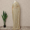 Golden Beige Premium French Metallic Chantilly Saree Lace With Stonework 5.5 Mtrs 110 Cms Width France-D27780