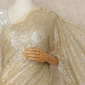 Golden Beige Premium French Metallic Chantilly Saree Lace With Stonework 5.5 Mtrs 110 Cms Width France-D27780