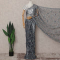 Silver French Chantilly Lace Saree | Regal