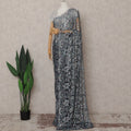 Silver French Chantilly Lace Saree | Regal
