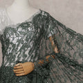 Green French Chantilly Lace Saree | Regal