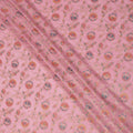 Pink Multicolor Floral Design Viscose Fabric with Metallic Detailing, 110 Cms Width, India-D24795