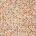 Beige Multicolor Floral Design Viscose Fabric with Metallic Detailing, 110 Cms Width, India-D24799