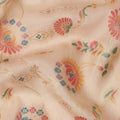 Beige Multicolor Floral Design Viscose Fabric with Metallic Detailing, 110 Cms Width, India-D24799