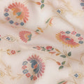 Beige Multicolor Floral Design Viscose Fabric with Metallic Detailing, 110 Cms Width, India-D24794