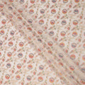Beige Multicolor Floral Design Viscose Fabric with Metallic Detailing, 110 Cms Width, India-D24794