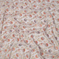 White Multicolor Floral Design Viscose Fabric with Metallic Detailing, 110 Cms Width, India-D24793