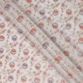 White Multicolor Floral Design Viscose Fabric with Metallic Detailing, 110 Cms Width, India-D24793