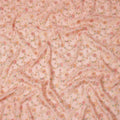 Peach Multicolor Floral Design Viscose Fabric with Metallic Detailing, 110 Cms Width, India-D24800