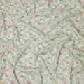 Mint Green Multicolor Floral Design Viscose Fabric with Metallic Detailing, 110 Cms Width, India-D24797