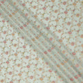 Mint Green Multicolor Floral Design Viscose Fabric with Metallic Detailing, 110 Cms Width, India-D24797
