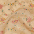 Mustard Yellow Multicolor Floral Design Viscose Fabric with Metallic Detailing, 110 Cms Width, India-D24796