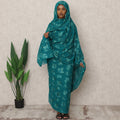 ثوب سوداني تقليدي باللون الأخضر المزرق، مصنوع من قماش الفوال القطني الخالص بطول 4.5 متر، وعرض 140 سم، صنع في الهند - D24482