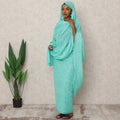ثوب سوداني تقليدي أخضر بحري مع قماش تطريز فوال قطني نقي بطول 4.5 متر، عرض 140 سم، صنع في الهند - D24478