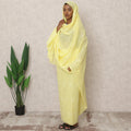 ثوب سوداني تقليدي أصفر ليموني مطرز بالكامل بالفوال، قطعة بطول 4.5 متر، مصنوع من قماش قطني خالص، عرض 140 سم، صنع في الهند - D24475