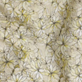 Cream Beige Abstract Floral Printed Cotton Lawn Fabric All Over Line Art Flower Design Soft Dressmaking Material 4.0 Meters Length 110 Cms Width India-D27657