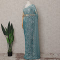 Turquoise Teal French Chantilly Lace Saree