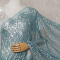 Turquoise Teal French Chantilly Lace Saree