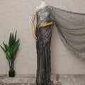 Antique Black Premium French Metallic Chantilly Lace Saree with Stone Work, Width 110 Cms, 5.5 Mtrs, France-D25577
