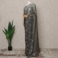 Antique Black Premium French Metallic Chantilly Lace Saree with Stone Work, Width 110 Cms, 5.5 Mtrs, France-D25577