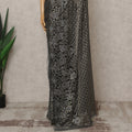 Antique Black Premium French Metallic Chantilly Lace Saree with Stone Work, Width 110 Cms, 5.5 Mtrs, France-D25577