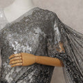 French Chantilly Lace Saree - Gunmetal Silver Stone