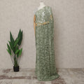 French Chantilly Lace Saree Piece - Eucalyptus Green