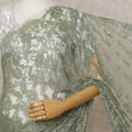 French Chantilly Lace Saree Piece - Eucalyptus Green