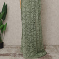 French Chantilly Lace Saree Piece - Eucalyptus Green