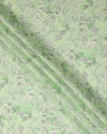 Mint Green Floral Botanical Printed Viscose Crepe Fabric Soft Lightweight Flowing Nature Inspired Floral Print Dress Sewing Craft Fabric 110 Cms Width Made In India-D28332