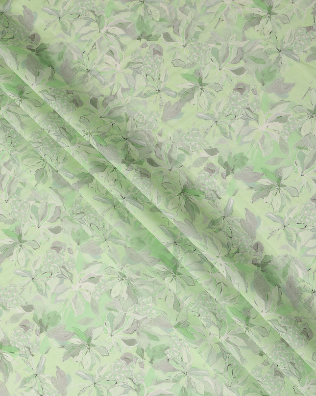 Mint Green Floral Botanical Printed Viscose Crepe Fabric Soft Lightweight Flowing Nature Inspired Floral Print Dress Sewing Craft Fabric 110 Cms Width Made In India-D28332