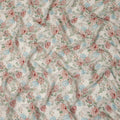 Cream Peach Blue Floral Printed Viscose Crepe Fabric 110 Cms Width India-D27743