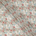Cream Peach Blue Floral Printed Viscose Crepe Fabric 110 Cms Width India-D27743