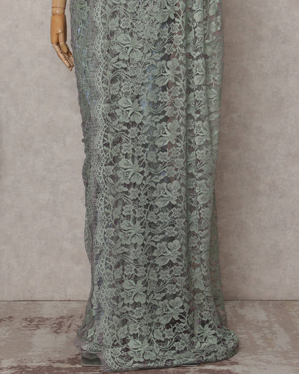 Sage Green French Chantilly Lace Saree