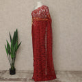 Crimson Red Premium French Chantilly Saree Lace Fabric 5.5 Meters x 110 Cms Width Elegant Floral Net Material From France Unstitched Blouse Not Included-D28157