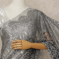 Grey French Metallic Chantilly Lace Saree
