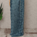 Teal Blue Premium French Metallic Chantilly Lace Saree – 5.5 Meters Length, 110 Cms Width, Crafted in France-D26113