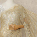 Gold French Metallic Chantilly Lace Saree