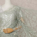 Sage Green Premium French 2-Tone Chantilly Lace Saree, 5.5 Mtrs with 110 Cms Width, Imported from France-D25431